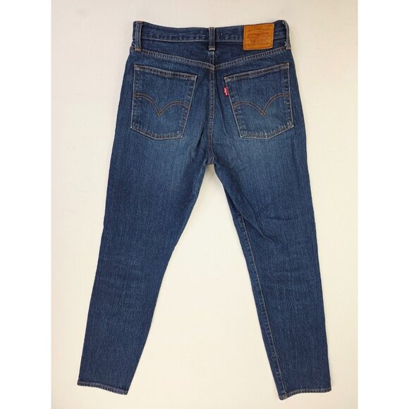Levis Premium Size 26X29 Womens Wedgie Button Fly Blue Denim 5 Pocket Logo Jeans - Picture 1 of 15